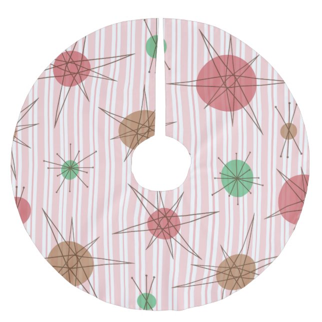 Saia Para Árvore De Natal De Poliéster Stripes de Canas da Era Atômica (Frente)