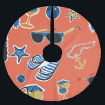 Saia Para Árvore De Natal De Poliéster Summer Beach: Relaxando o Padrão Invisível.<br><div class="desc">A música da Summer na praia de Verão ecoa no padrão da praia. O paraíso ensopado pelo sol dança nesta vívida decoração. Alegria de praia de verão em um padrão vibrante. Sol, mar e relaxamento em todos os detalhes. padrão, verão, sol, fundo, ilustração, decor, praia, viagem, natureza, mar, estrela, sem...</div>