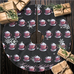 Saia Para Árvore De Natal De Poliéster Taça de Natal de Chocolate Quente