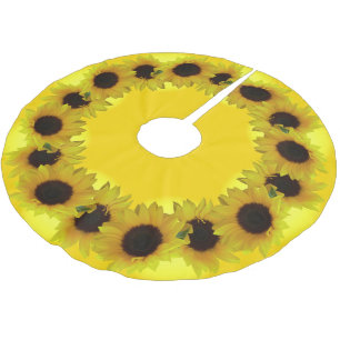 Saia Para Árvore De Natal De Poliéster Tapete de árvore de Natal de girassol amarelo