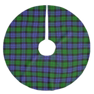 Saia Para Árvore De Natal De Poliéster Tartan azul-escocês e verde
