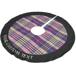 Saia Para Árvore De Natal De Poliéster Tartan roxo, Dourado e azul