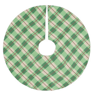 Saia Para Árvore De Natal De Poliéster Tartan Vermelho E Verde xadrez Verificado