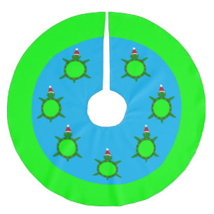 Saia Para Árvore De Natal De Poliéster Tartaruga-de-Natal giro com casca de flores