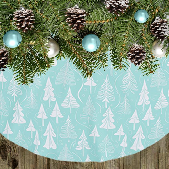 Saia Para Árvore De Natal De Poliéster Teal Christmas Tree Pattern#6 ID1009 (Criador carregado)
