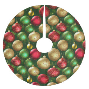 Saia Para Árvore De Natal De Poliéster Tema de Natal dos Ornamentos Vermelhos, Verdes e D