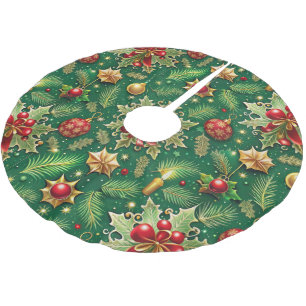 Saia Para Árvore De Natal De Poliéster Tema de Natal Padrão Colorido Festivo