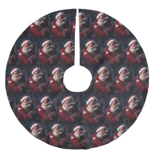 Saia Para Árvore De Natal De Poliéster Terrier Santa Claus Festivo Natal (Frente)