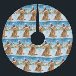 Saia Para Árvore De Natal De Poliéster Terrier Winter Wonderland Natal australiano<br><div class="desc">seu design festivo captura o espírito alegre da época de férias, apresentando um adorável filhote vestindo um chapéu de Papai Noel. O gato está aninhado numa terra maravilhosa de inverno, completo com um boneco de neve, uma árvore de Natal decorada, e presentes lindamente envoltos. Os flocos de neve caem suavemente,...</div>