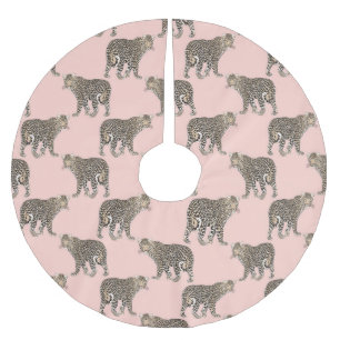Saia Para Árvore De Natal De Poliéster Teste padrão chique na moda do animal do leopardo