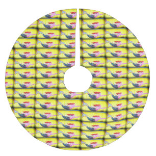 Saia Para Árvore De Natal De Poliéster teste padrão cor-de-rosa nadador das sereias do