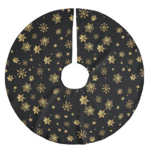 Saia Para Árvore De Natal De Poliéster Teste padrão dourado dos flocos de neve do Natal