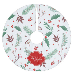 Saia Para Árvore De Natal De Poliéster Teste padrão festivo do Natal Monogrammed