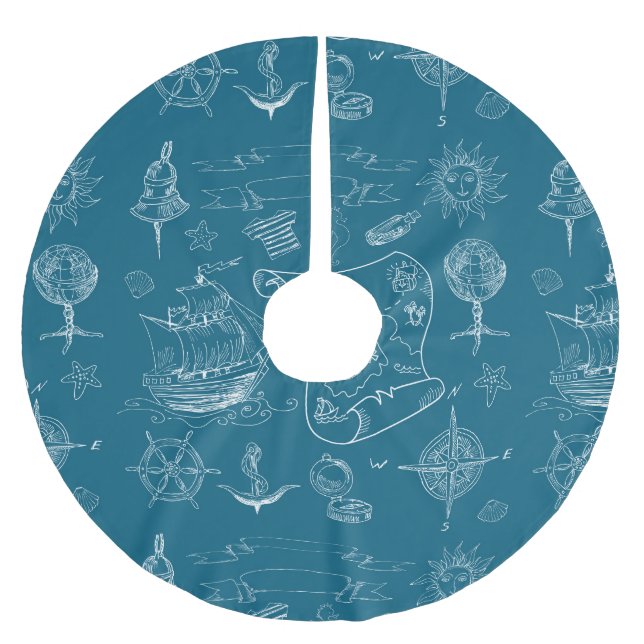 Saia Para Árvore De Natal De Poliéster Teste padrão gráfico náutico do modelo (Frente)