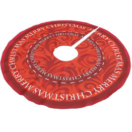 Saia Para Árvore De Natal De Poliéster Teste padrão vermelho do design do Feliz Natal