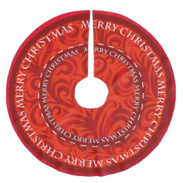 Saia Para Árvore De Natal De Poliéster Teste padrão vermelho do design do Feliz Natal