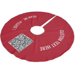 Saia Para Árvore De Natal De Poliéster Texto de código QR personalizado e árvore de Natal