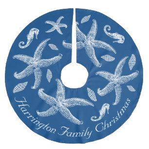 Saia Para Árvore De Natal De Poliéster Texto Personalizado do Design de Vida do Mar Náuti