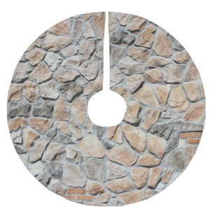 Saia Para Árvore De Natal De Poliéster Textura de Pedra do Castelo Brown