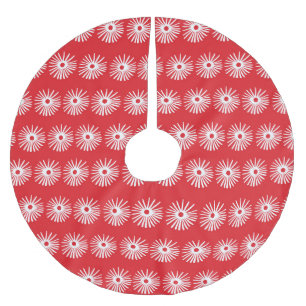 Saia Para Árvore De Natal De Poliéster Textura floral branca e abstrato.