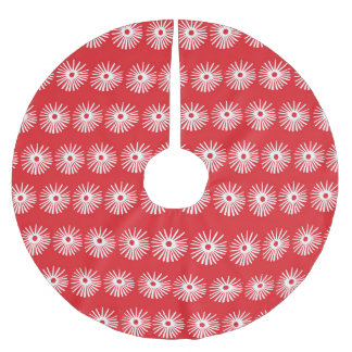 Saia Para Árvore De Natal De Poliéster Textura floral branca e abstrato.