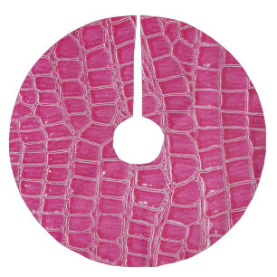 Saia Para Árvore De Natal De Poliéster Textura Padrão do Alligador Rosa