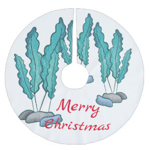 Saia Para Árvore De Natal De Poliéster Thunder_Cove Azul de Algas Marinhas
