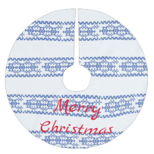 Saia Para Árvore De Natal De Poliéster Thunder_Cove Padrão Flocos de Neve Azuis Escuros