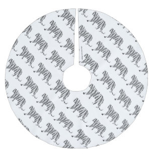 Saia Para Árvore De Natal De Poliéster Tigre de silicone preto e branco