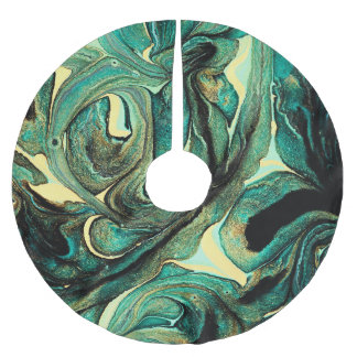 Saia Para Árvore De Natal De Poliéster Tintas acrílicas aquamarinas: fundo abstrato.