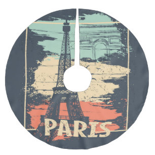 Saia Para Árvore De Natal De Poliéster Tipografia de Paris: abstrato Eiffel poster.