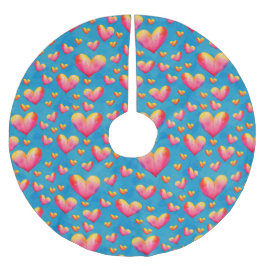 Saia Para Árvore De Natal De Poliéster Toalha de Árvore de Corações Multicoloridos em Aqu