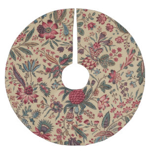 Saia Para Árvore De Natal De Poliéster Trabalho de Agulha Antigo Floral Vintage para Móve
