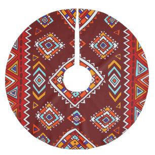 Saia Para Árvore De Natal De Poliéster Tradicional textura tribal, étnica perfeita.