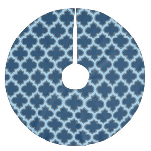 Saia Para Árvore De Natal De Poliéster Trellis Azul e Bebê, Latite, Quatrefoil
