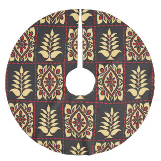 Saia Para Árvore De Natal De Poliéster Tribal Floral: Elegância de Padrão Vintage