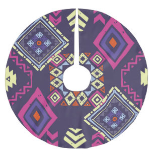 Saia Para Árvore De Natal De Poliéster Tribal, origem geométrica primitiva.