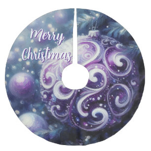 Saia Para Árvore De Natal De Poliéster Tripa Branca, Roxo, Esfrega Seasonal