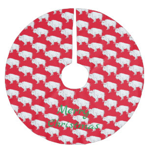 Saia Para Árvore De Natal De Poliéster Trovão do Búfalo Branco_Cova