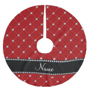 Saia Para Árvore De Natal De Poliéster Tuft de diamantes vermelho de nome personalizado