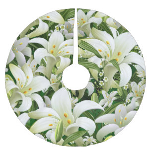 Saia Para Árvore De Natal De Poliéster Tulipas de Flor Selvagem: Padrão de Estilo de Aqua