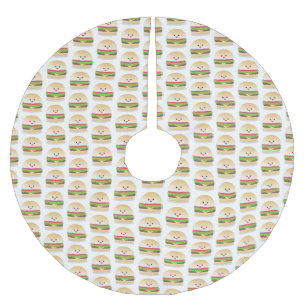 Saia Para Árvore De Natal De Poliéster Um bonito e feliz desenho animado do hambúrguer ka