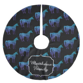 Saia Para Árvore De Natal De Poliéster Unicorn Sparkles aqua Blue ombre Standard Monogram