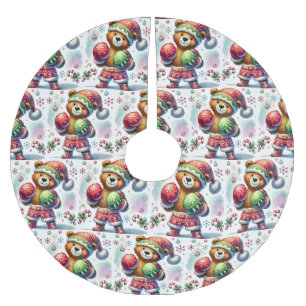 Saia Para Árvore De Natal De Poliéster Urso de Feriado de Boxas-Sombra