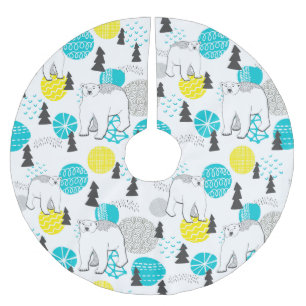 Saia Para Árvore De Natal De Poliéster Urso polar