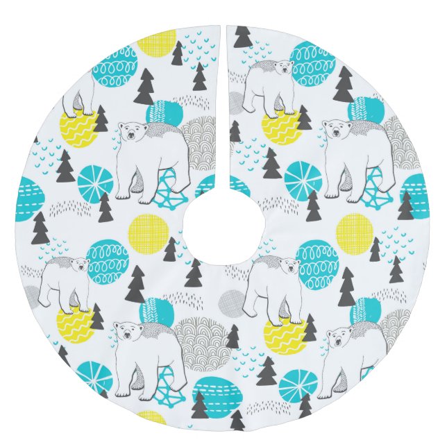 Saia Para Árvore De Natal De Poliéster Urso polar (Frente)