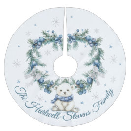 Saia Para Árvore De Natal De Poliéster Urso Polar Bonito e Folhagem de Natal
