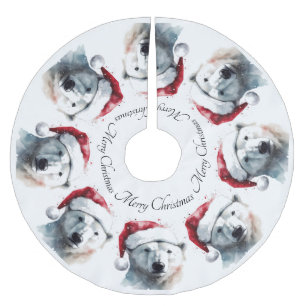Saia Para Árvore De Natal De Poliéster Urso Polar de Natal, personalizável