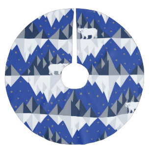 Saia Para Árvore De Natal De Poliéster Urso Polar no Padrão Iceberg Sem Olhos.