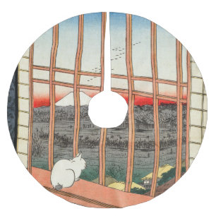 Saia Para Árvore De Natal De Poliéster Utagawa Hiroshige - Campos de arroz Asakusa